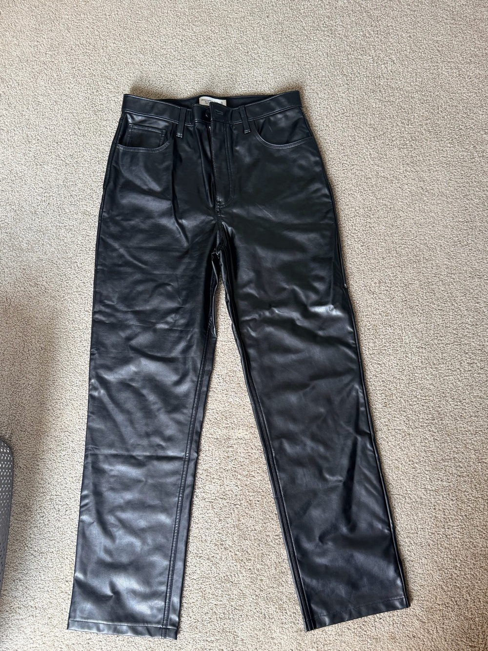 NWT Abercrombie & Fitch Black Straight Faux Leather Pants